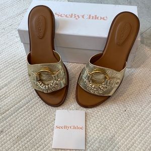 SEE BY CHLOE gold sandal / slide Size 6